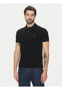 AMI PARIS Polo BFUPL001.760 Czarny Regular Fit. Typ kołnierza: polo. Kolor: czarny. Materiał: bawełna