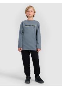 4f - 4F Longsleeve regular z nadrukiem chłopięcy - khaki 122 (6-7 lat). Okazja: na co dzień. Kolor: turkusowy. Materiał: jersey, materiał, bawełna. Długość rękawa: długi rękaw. Długość: długie. Wzór: nadruk. Sezon: lato. Styl: casual, klasyczny, sportowy #2