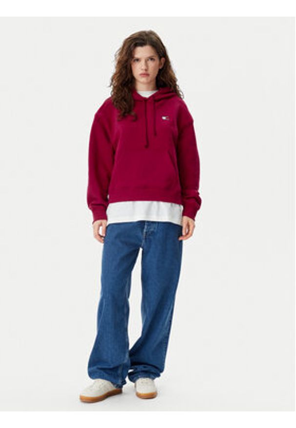 Tommy Jeans Bluza Badge DW0DW19414 Różowy Boxy Fit. Kolor: różowy. Materiał: bawełna