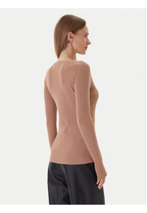 Kontatto Sweter 3M0818C Beżowy Slim Fit. Kolor: beżowy. Materiał: syntetyk