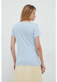 GAP t-shirt bawełniany kolor niebieski. Kolor: niebieski. Materiał: bawełna. Długość rękawa: krótki rękaw. Długość: krótkie. Wzór: nadruk #4