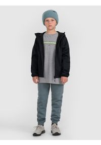 4f - 4F Kurtka softshell wiatroodporna membrana 5000 chłopięca - czarna 164 (13-14 lat). Okazja: na co dzień. Typ kołnierza: kaptur. Kolor: czarny. Materiał: softshell. Sezon: lato. Styl: klasyczny, casual #2