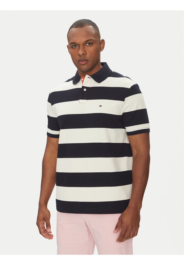 TOMMY HILFIGER - Tommy Hilfiger Polo MW0MW39045 Granatowy Regular Fit. Typ kołnierza: polo. Kolor: niebieski. Materiał: bawełna