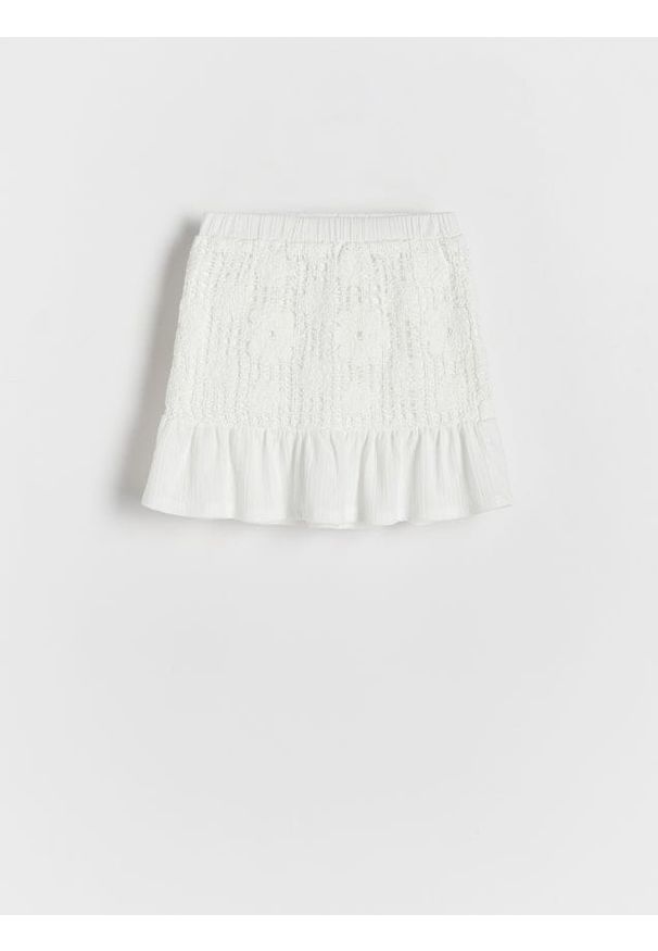 Reserved - Ażurowa spódnica - złamana biel. Materiał: bawełna. Wzór: ażurowy. Typ sukienki: proste