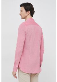 TOMMY HILFIGER - Tommy Hilfiger koszula bawełniana męska kolor czerwony slim z kołnierzykiem button-down. Typ kołnierza: button down. Kolor: czerwony. Materiał: bawełna. Wzór: aplikacja #5