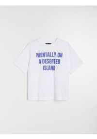 Sinsay - Bawełniana koszulka z napisem - biały. Kolor: biały. Materiał: bawełna. Wzór: napisy #1