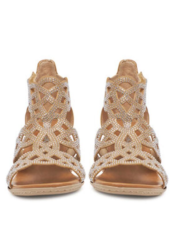 Rieker Sandały 64773-61 Beżowy. Kolor: beżowy. Materiał: materiał