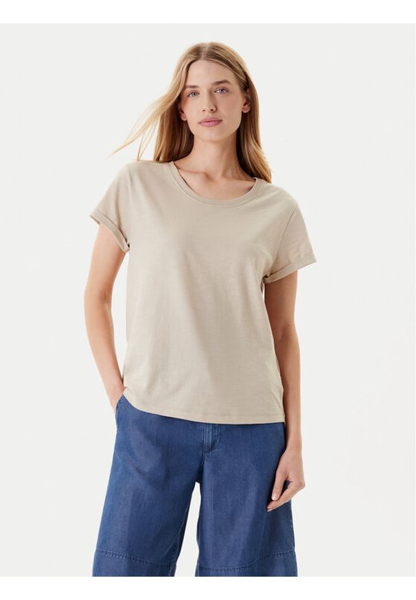 United Colors of Benetton - United Colors Of Benetton T-Shirt 3BVXD109F Beżowy Regular Fit. Kolor: beżowy. Materiał: bawełna