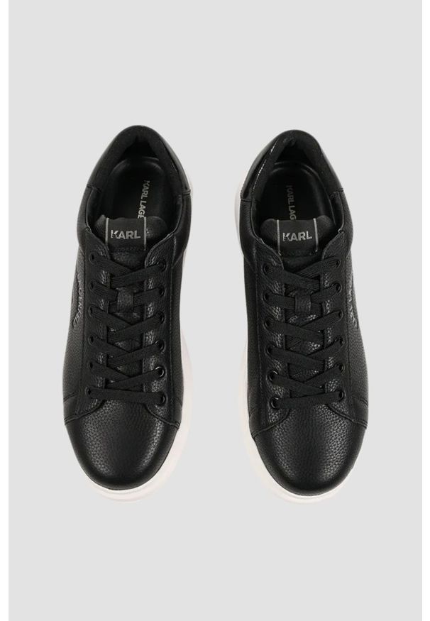 Karl Lagerfeld - KARL LAGERFELD Czarne sneakersy męskie KAPRI Maison Karl Tumble, Rozmiar 43. Okazja: na co dzień. Kolor: czarny. Materiał: skóra. Wzór: aplikacja