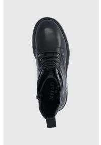 Marc O'Polo Workery skórzane damskie kolor czarny na płaskim obcasie. Nosek buta: okrągły. Zapięcie: sznurówki. Kolor: czarny. Materiał: skóra. Obcas: na obcasie. Wysokość obcasa: niski #2