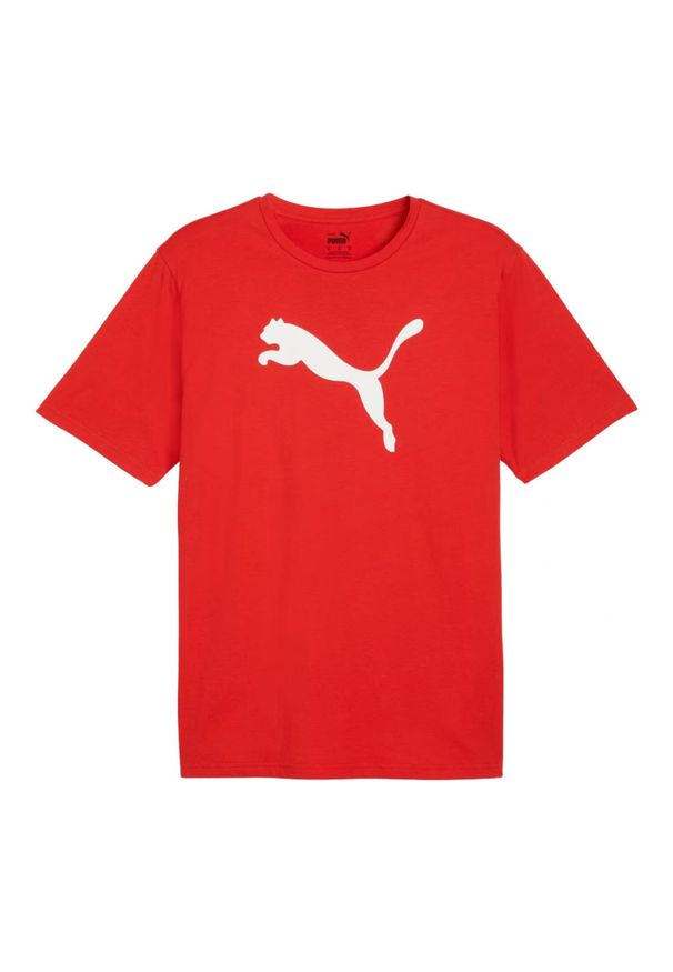 Puma - Jersey Męska Logo Z Bawełny Team Rise. Kolor: czerwony. Materiał: jersey, bawełna. Sport: turystyka piesza