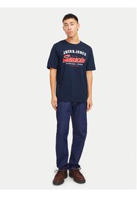 Jack & Jones - Jack&Jones T-Shirt Logo 12268267 Granatowy Standard Fit. Kolor: niebieski. Materiał: bawełna