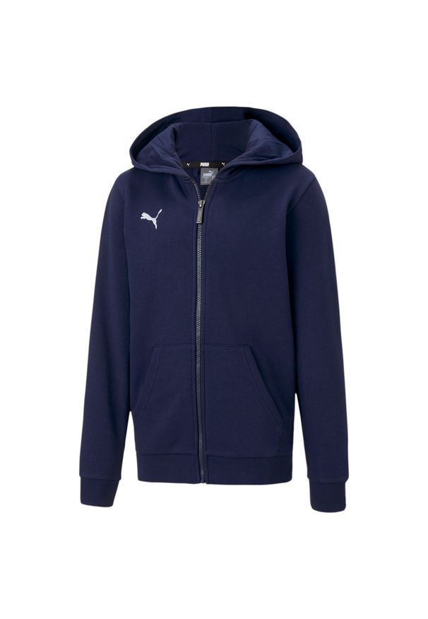 Bluza z kapturem Puma Teamgoal 23 Casuals Hooded Jacket Jr, Dzieci. Typ kołnierza: kaptur. Kolor: niebieski. Materiał: materiał, bawełna