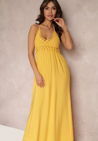 Renee - Żółta Sukienka Dancemaker. Kolor: żółty. Materiał: guma. Wzór: gładki, ażurowy. Styl: boho. Długość: maxi #3