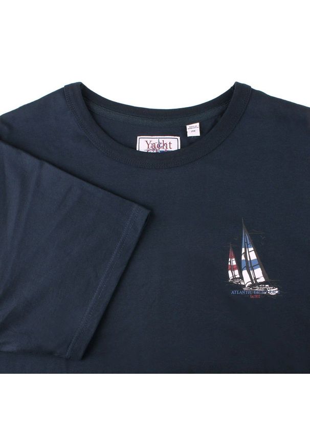 T-Shirt Męski (Relaxed Fit) - Brave Soul - Motyw Żeglarski - Granat. Okazja: na co dzień. Kolor: niebieski. Materiał: bawełna. Wzór: nadruk. Sezon: lato, wiosna. Styl: casual