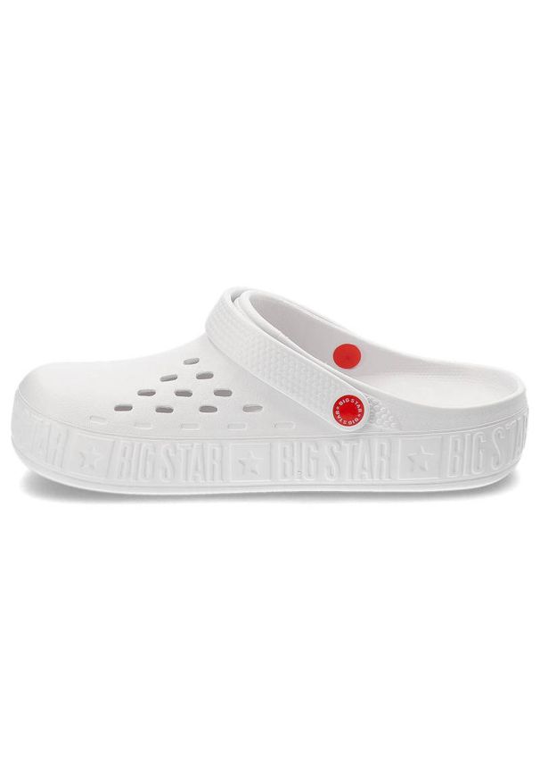 Big-Star - Białe Klapki Big Star Męskie Wodoodporne Buty. Okazja: do domu. Kolor: biały. Wzór: aplikacja