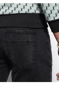 Ombre Clothing - Spodnie męskie jeansowe SKINNY FIT - czarne P1060 - XXL. Kolor: czarny. Materiał: jeans #4