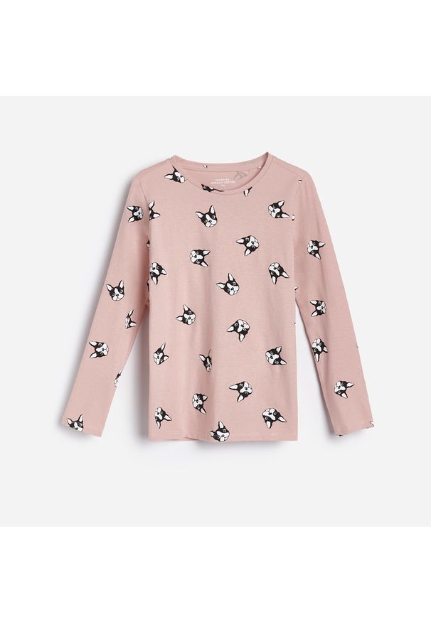 Reserved - Bawełniana koszulka ze wzorem - Różowy. Kolor: różowy. Materiał: bawełna