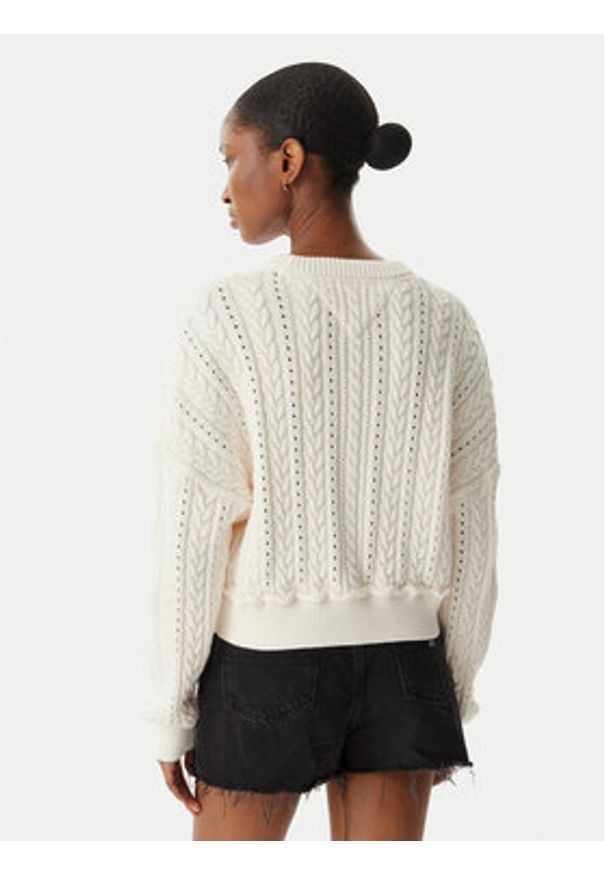 Tommy Jeans Sweter Intarsia Flag Badge DW0DW22317 Kremowy Regular Fit. Kolor: kremowy. Materiał: bawełna