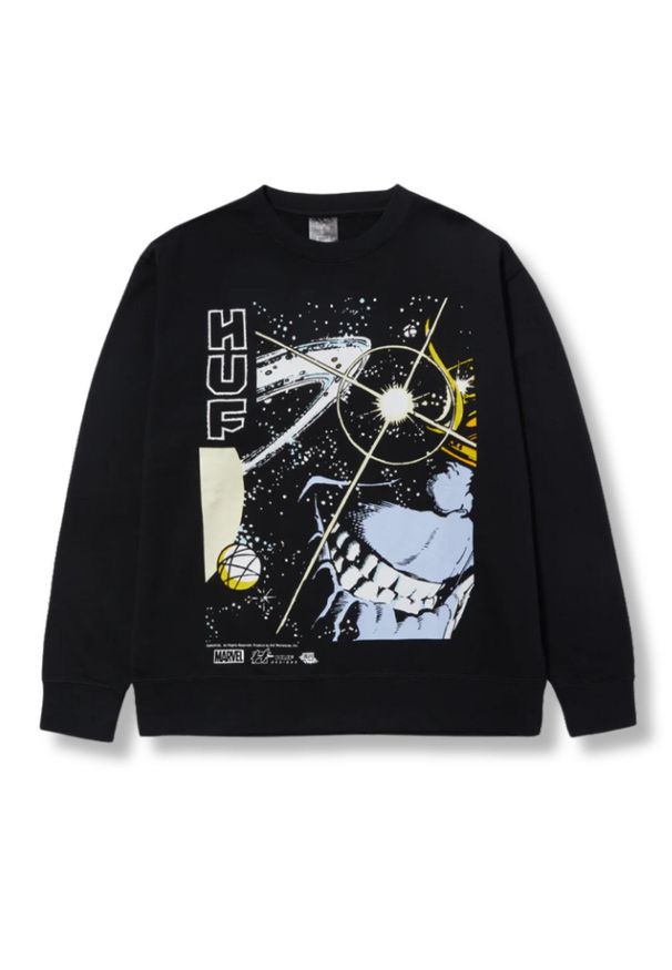 Bluza turystyczna męska HUF x Marvel Avengers. Kolor: czarny. Materiał: bawełna. Wzór: motyw z bajki