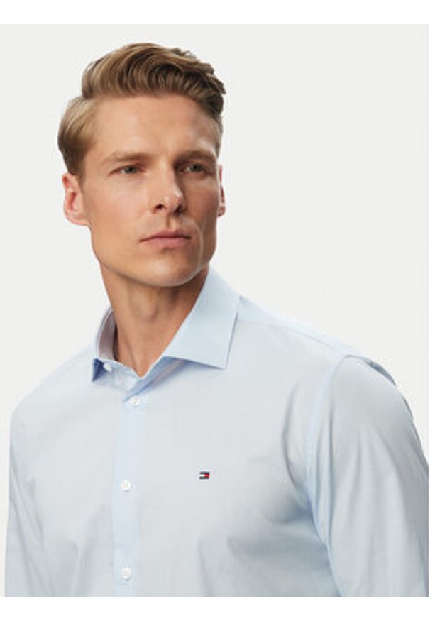 TOMMY HILFIGER - Tommy Hilfiger Koszula MW0MW38347 Błękitny Slim Fit. Kolor: niebieski. Materiał: bawełna