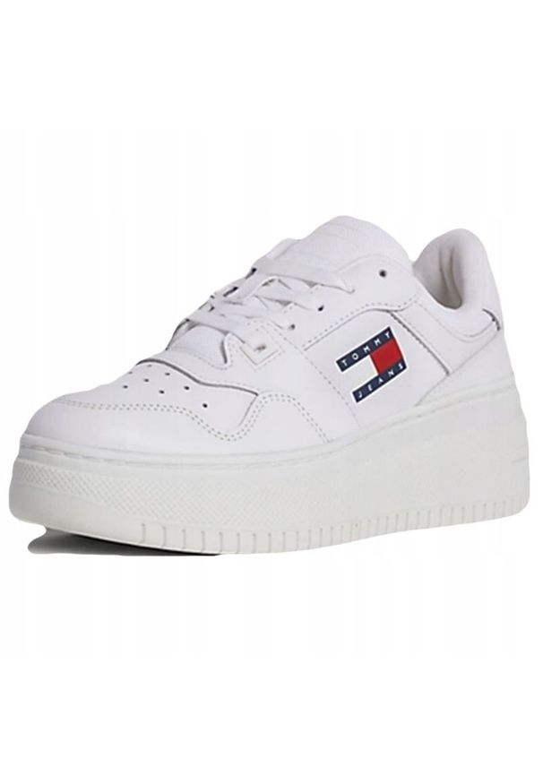 TOMMY HILFIGER - Buty Tommy Hilfiger Retro Basket Flatform Ess EN0EN02506YBS białe. Okazja: na co dzień. Kolor: biały. Materiał: guma, materiał. Szerokość cholewki: normalna