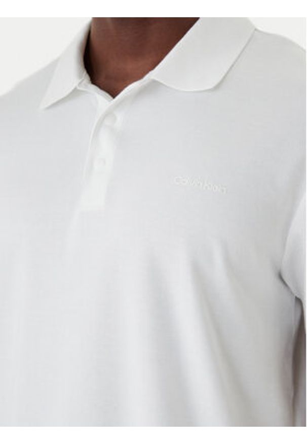 Calvin Klein Polo Birdseye LV04LF208G Biały Regular Fit. Typ kołnierza: polo. Kolor: biały. Materiał: bawełna