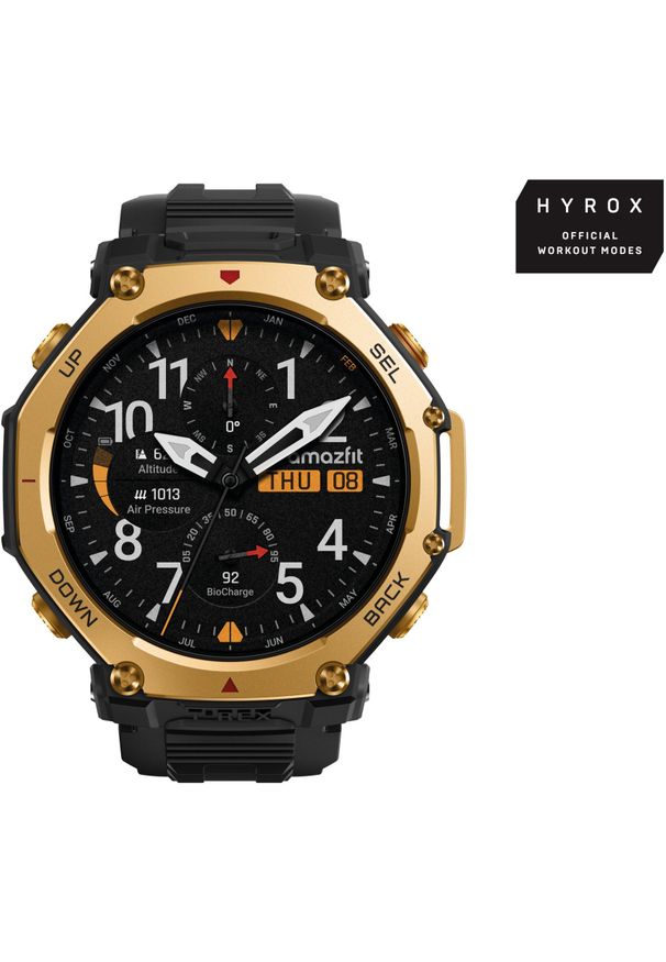 AMAZFIT - Smartwatch Amazfit T-Rex 3 Pro 3,81 cm (1.5") AMOLED 48 mm Cyfrowy 480 x 480 px Ekran dotykowy Złoto Wi-Fi GPS. Rodzaj zegarka: smartwatch. Kolor: złoty
