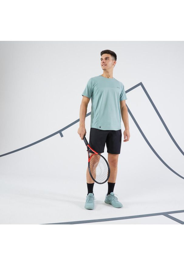 ARTENGO - Koszulka tenisowa męska krótki rękaw Artengo Dry Gaël Monfils. Kolor: zielony. Materiał: materiał, elastan, poliester. Długość rękawa: krótki rękaw. Długość: krótkie. Sport: tenis