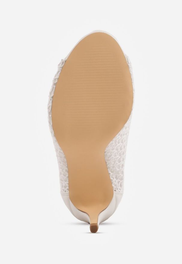 Renee - Białe Eleganckie Ażurowe Sandały Vices na Szpilce Nelithin. Okazja: na spotkanie biznesowe. Kolor: biały. Wzór: ażurowy. Obcas: na szpilce. Styl: elegancki