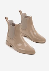 Renee - Beżowe Kalosze Lakierowane w Stylu Sztybletów Eliadore. Okazja: na co dzień. Kolor: beżowy. Materiał: lakier. Styl: klasyczny, casual, elegancki #5