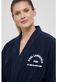 Karl Lagerfeld Szlafrok 215W2180 kolor granatowy. Kolor: niebieski. Materiał: tkanina, włókno #5