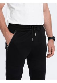 Ombre Clothing - Spodnie męskie dresowe typu jogger - czarne V3 OM-PASK-22FW-004 - XXL. Kolor: czarny. Materiał: dresówka. Styl: elegancki #3