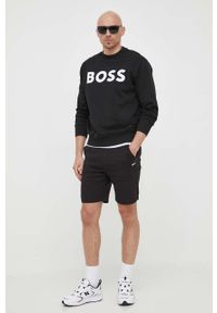 BOSS Orange - Boss Orange bluza bawełniana męska kolor czarny z nadrukiem. Kolor: czarny. Materiał: bawełna. Wzór: nadruk #4