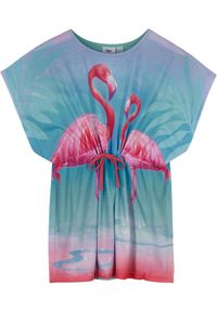 bonprix - Sukienka dziewczęca tunikowa. Kolor: niebieski. Wzór: nadruk, aplikacja. Sezon: lato. Styl: elegancki #1