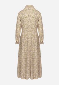 Born2be - Zielono-Beżowa Sukienka Perippe. Kolor: zielony. Wzór: kolorowy, aplikacja, kwiaty, nadruk. Typ sukienki: rozkloszowane, koszulowe. Długość: maxi #2