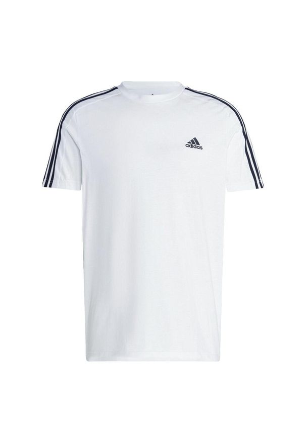 Adidas - Koszulka treningowa męska adidas Essentials Single Jersey 3-Stripes Tee. Kolor: biały, wielokolorowy, czarny. Materiał: jersey