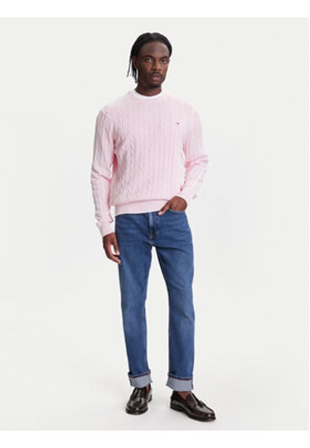 TOMMY HILFIGER - Tommy Hilfiger Sweter Classic MW0MW39524 Różowy Regular Fit. Kolor: różowy. Materiał: bawełna