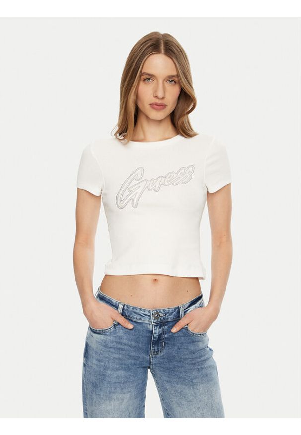 Guess T-Shirt W5RI68 KA0H1 Biały Regular Fit. Kolor: biały. Materiał: bawełna