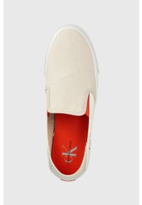 Calvin Klein Jeans tenisówki YM0YM00313.0LC męskie kolor beżowy. Nosek buta: okrągły. Kolor: beżowy. Materiał: materiał, guma #2