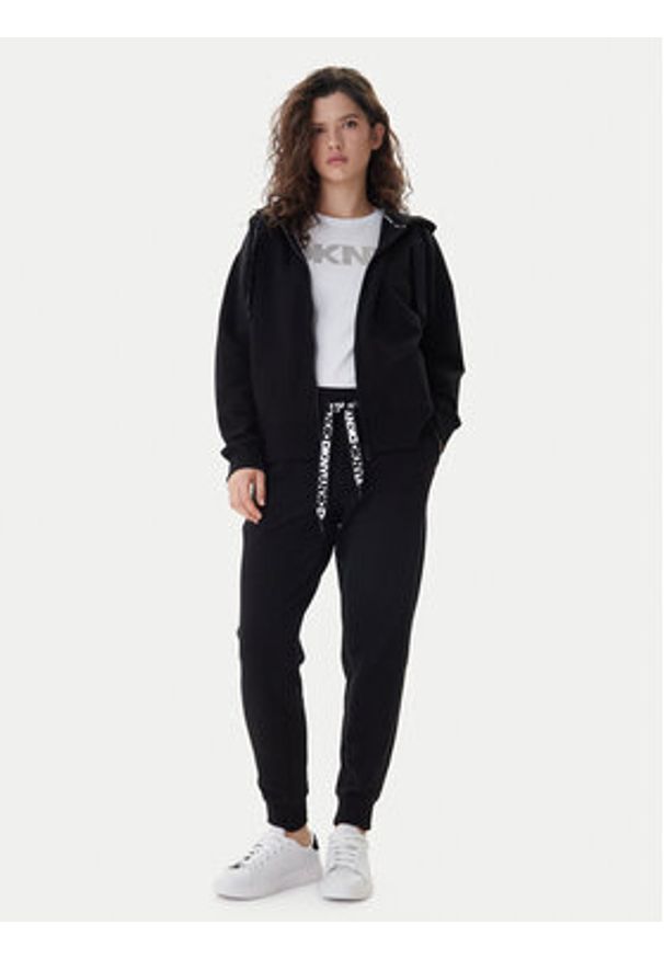 DKNY Sport Spodnie dresowe DP5P3496 Czarny Regular Fit. Kolor: czarny. Materiał: bawełna