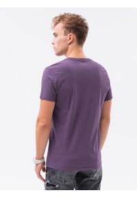 Ombre Clothing - T-shirt męski bawełniany BASIC - fioletowy V13 S1370 - XXL. Kolor: fioletowy. Materiał: bawełna. Styl: klasyczny #3