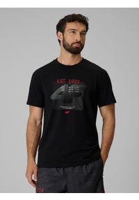4f - 4F T-shirt regular z nadrukiem męski - czarny XXL. Okazja: na co dzień. Kolor: czarny. Materiał: materiał. Wzór: nadruk. Styl: casual, sportowy #1