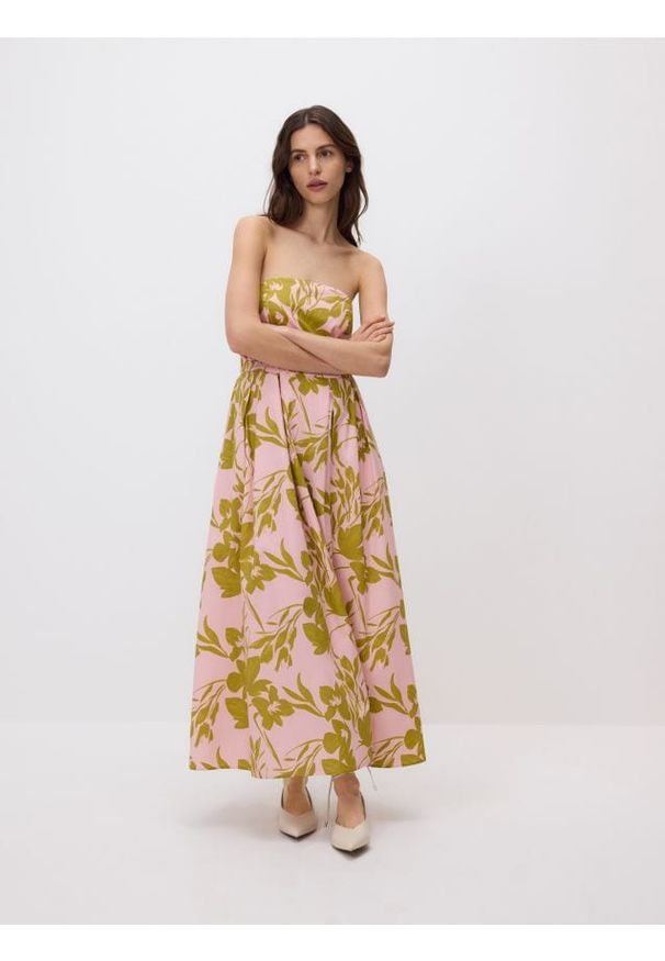 Reserved - Wzorzysta sukienka maxi - wielobarwny. Materiał: bawełna. Długość: maxi