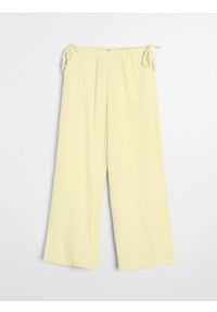 Sinsay - Muślinowe spodnie wide leg - żółty. Kolor: żółty