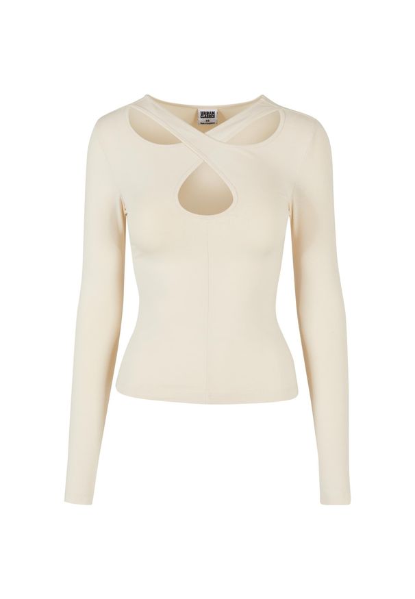 Damska koszulka z długim rękawem Urban Classics Crossed Cut Out GT. Kolor: biały. Długość rękawa: długi rękaw. Długość: długie