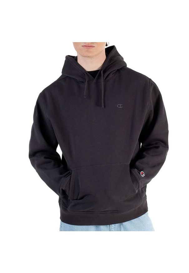 Bluza Champion Tonal Logo Fleece Erkek Siyah Hoodie 220274-ES503 - szara. Typ kołnierza: kaptur. Kolor: szary. Materiał: bawełna, tkanina, poliester. Wzór: aplikacja. Styl: sportowy, klasyczny