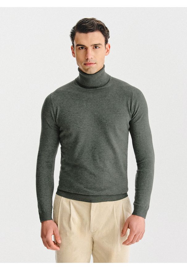 Pako Lorente - PAKO LORENTE - Golf męski w zielonym kolorze. Typ kołnierza: golf. Kolor: biały, brązowy, niebieski, czerwony, zielony. Materiał: nylon, wiskoza. Sezon: jesień