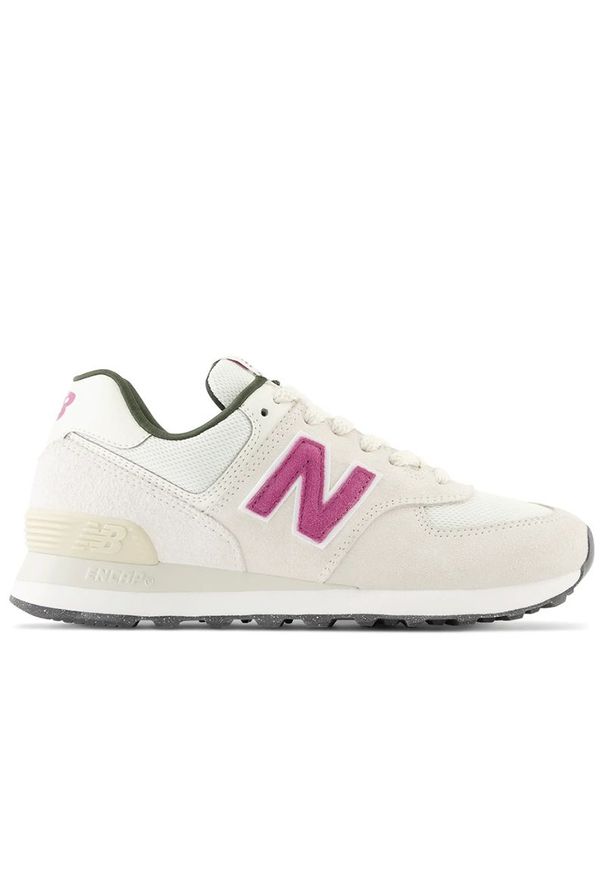 Buty New Balance WL574TW2 - beżowe. Okazja: na co dzień. Kolor: beżowy. Materiał: guma, skóra, zamsz, materiał, syntetyk. Szerokość cholewki: normalna. Model: New Balance 574
