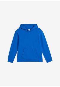 bonprix - Bluza z kapturem z miękkiej mieszanki bawełny. Typ kołnierza: kaptur. Kolor: niebieski. Materiał: materiał, bawełna #1